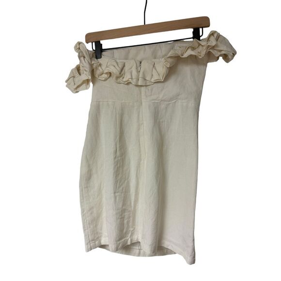 by the way. Ruffled Off-Shoulder Cream Mini Dress - Picture 8 of 11